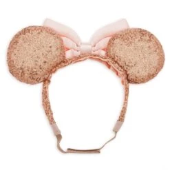 Disney Minnie Mouse Sequin Ear Headband With Strap For Adults – Rose Gold & Pink -Disney Sales Store 2021059554749 1