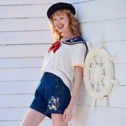 Disney Donald Duck Denim Shorts For Women – 90th Anniversary -Disney Sales Store 5100057750275 1