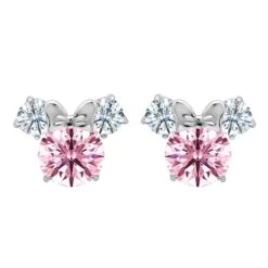 Disney Minnie Mouse Earrings For Kids By CRISLU – Pink